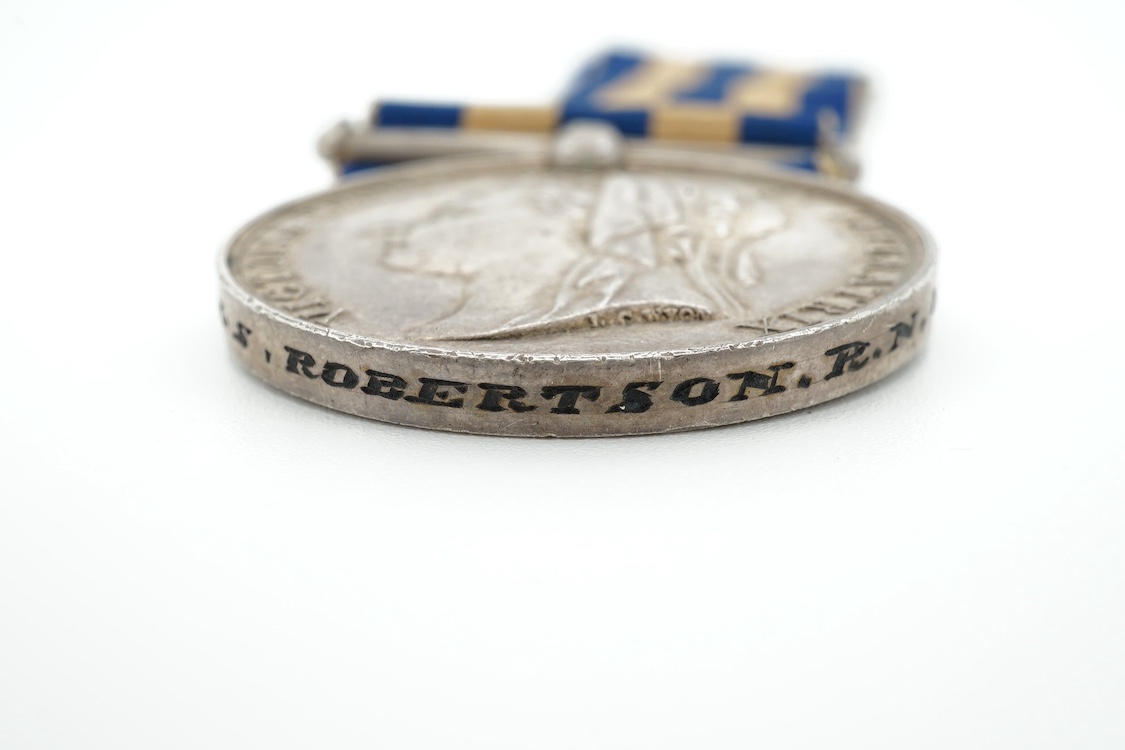 Battle of Trafalgar interest; Four medals awarded to members of the Robertson family. A Victorian naval General Service Medal to Thomas Robertson, Surgeon, with three bars for;, Sirius 17 April 1806, Trafalgar and Egypt,